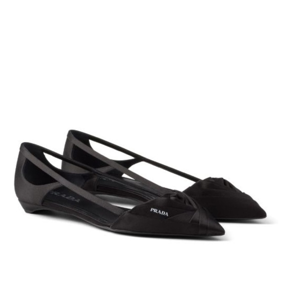 Like New PRADA Rose Satin Cut Out Ballerina Flats - Picture 2 of 12